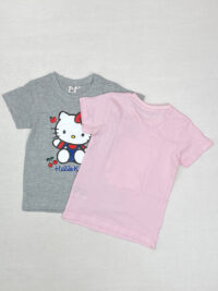 پشت تیشرت یقه گرد دخترانه HELLO KITTY (پک 2 عددی)