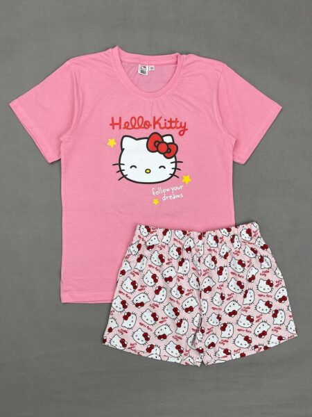 ست تیشرت و شورتک دخترانه نخ پنبه Hello Kitty