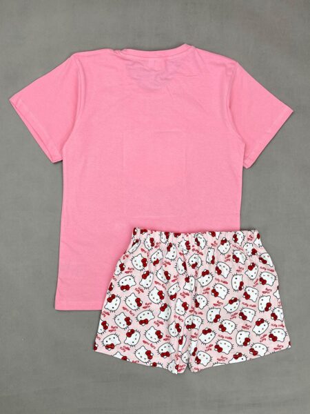 پشت ست تیشرت و شورتک دخترانه نخ پنبه Hello Kitty