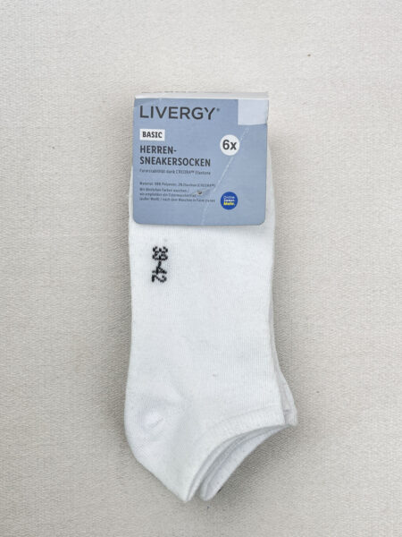 جوراب مچی مردانه سفید و مشکی Livergy (پک 6 جفتی) کد A2713