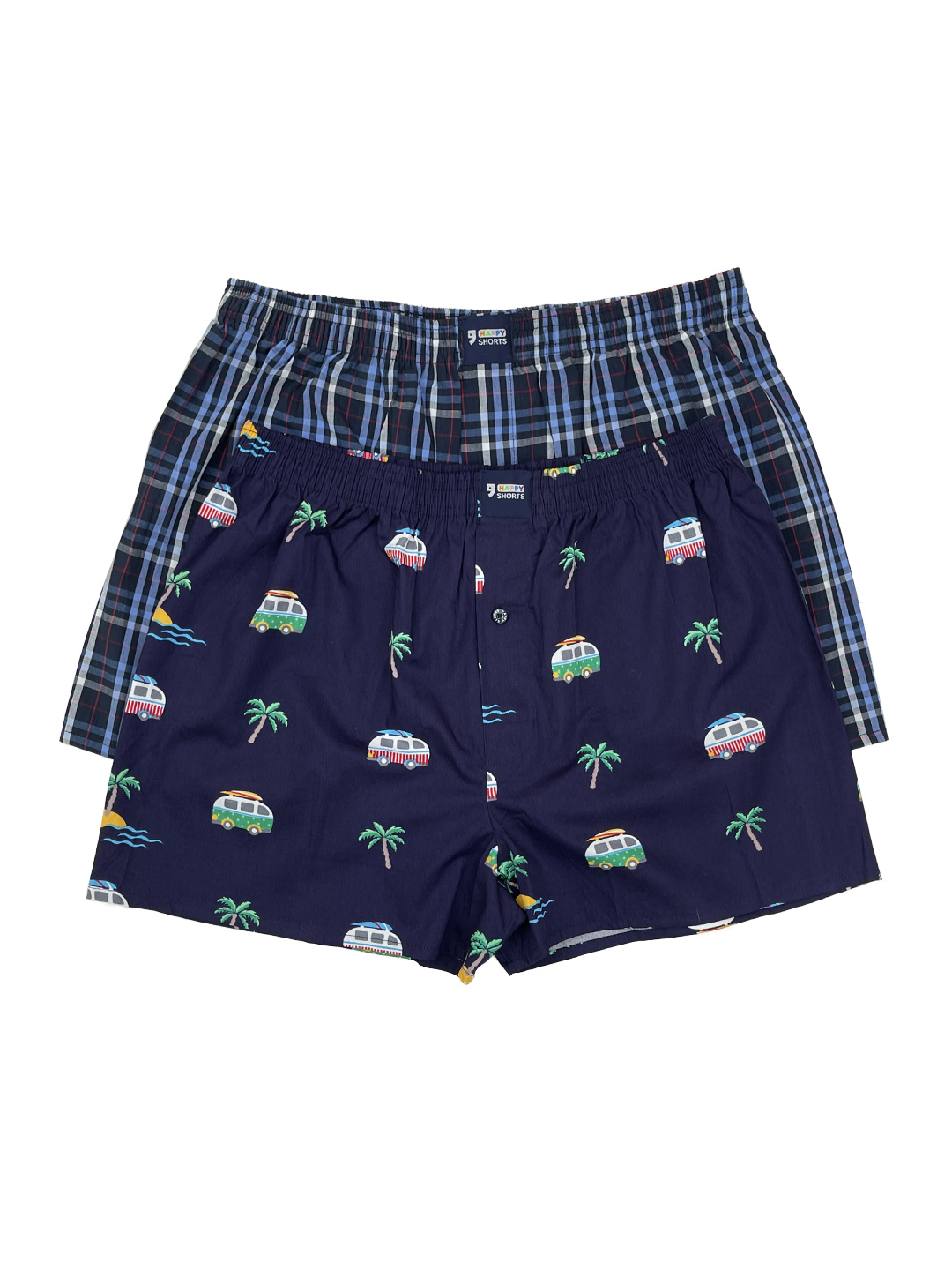 شورتک مردانه نخ پنبه Happy shorts کد A3469 - عکس 1 شورت پادار مردانه 100% پنبه برند Happy Shorts کد A3469