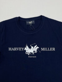 طرح تیشرت نخ پنبه مردانه سرمه ای برند Harvey miller