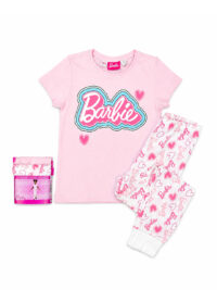 ست نخ پنبه تیشرت و شلوار دخترانه راحتی Barbie کد A4610