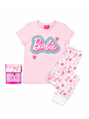 ست نخ پنبه تیشرت و شلوار دخترانه راحتی Barbie کد A4610